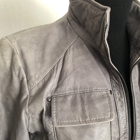 Kenneth Cole New York Grey Leather Jacket size M - Picture 2 of 11